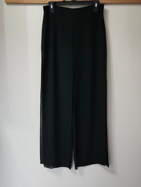 J.R. Nites by Caliendo Black Chiffon Overlay Wide Leg Palazzo Evening Pants 10P